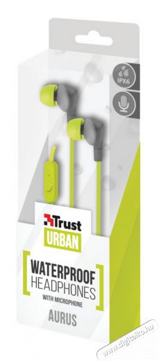 Trust Aurus Waterproof In-ear fülhallgató (20836) - zöld Audio-Video / Hifi / Multimédia - Fül és Fejhallgatók - Fülhallgató mikrofonnal / headset - 306488