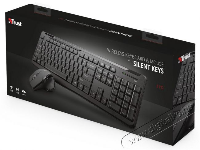 Trust Evo Silent vezeték nélküli billentyűzet HU + egér (22212) Iroda és számítástechnika - Billentyűzet / billentyűzet szett - Vezeték nélküli - 331206