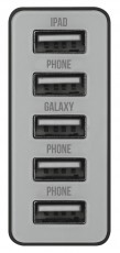 Trust 25W 5 portos hálózati töltő (20014) - fekete Mobil / Kommunikáció / Smart - Mobiltelefon kiegészítő / tok - Hálózati-, autós töltő - 316931