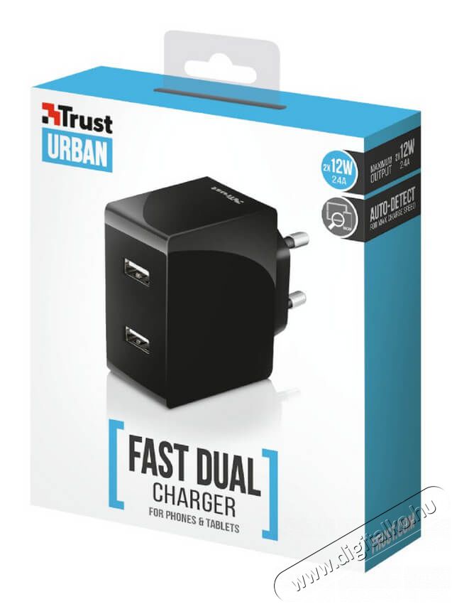Trust Dupla USB fali töltő (21712) Mobil / Kommunikáció / Smart - Mobiltelefon kiegészítő / tok - Hálózati-, autós töltő - 318102