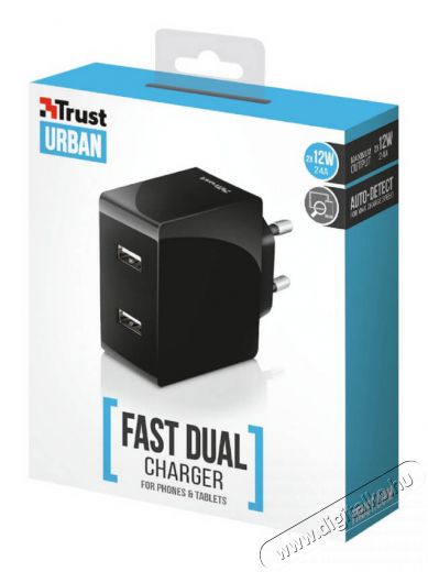Trust Dupla USB fali töltő (21712) Mobil / Kommunikáció / Smart - Mobiltelefon kiegészítő / tok - Hálózati-, autós töltő - 318102