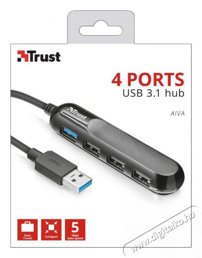 Trust Aliva 4 portos USB 3.1 HUB (22260) Iroda és számítástechnika - Notebook kiegészítő - USB hub / elosztó - 339662