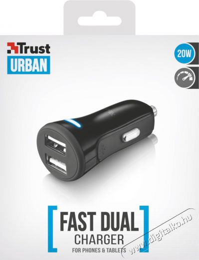 Trust autós töltő okostelefonokhoz és tabletekhez 2 USB port 20W fekete (20572) Mobil / Kommunikáció / Smart - Mobiltelefon kiegészítő / tok - Hálózati-, autós töltő - 334289
