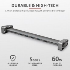 Trust Dalyx USB-C 10 az 1-ben multiport dokkoló Iroda és számítástechnika - Notebook kiegészítő - USB hub / elosztó - 368542