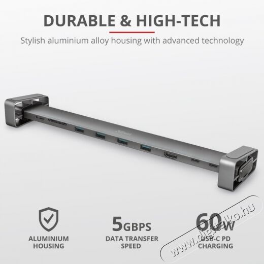 Trust Dalyx USB-C 10 az 1-ben multiport dokkoló Iroda és számítástechnika - Notebook kiegészítő - USB hub / elosztó - 368542
