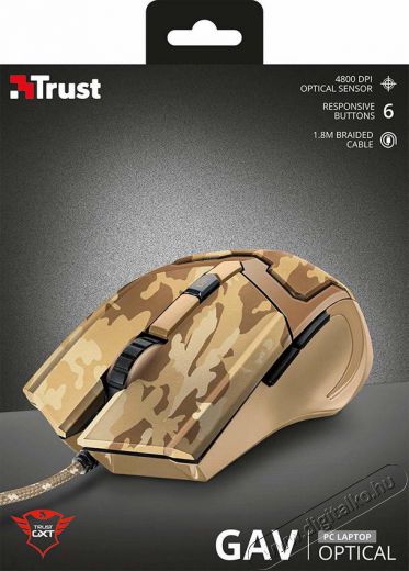Trust Gaming GXT 101D Gav Optical terepszínű gamer egér (22794) - desert Iroda és számítástechnika - Egér - Vezetékes egér - 341289