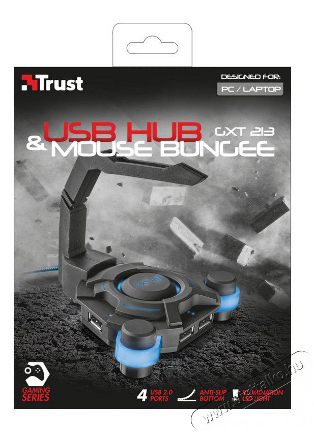 Trust GXT 213 USB HUB + egér kábel tartó (20816) Iroda és számítástechnika - Notebook kiegészítő - USB hub / elosztó - 318121