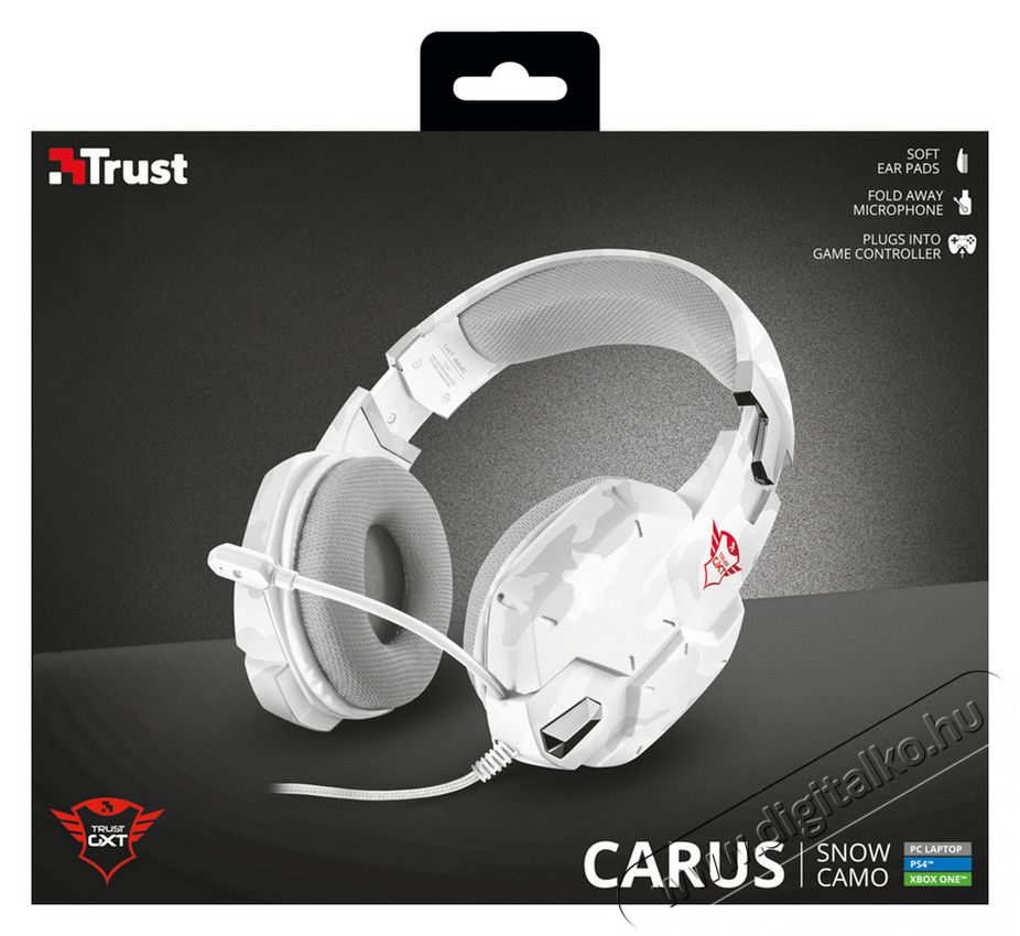 Trust GXT 322W Gamer headset (20864) - fehér Audio-Video / Hifi / Multimédia - Fül és Fejhallgatók - Fejhallgató mikrofonnal / headset - 318126