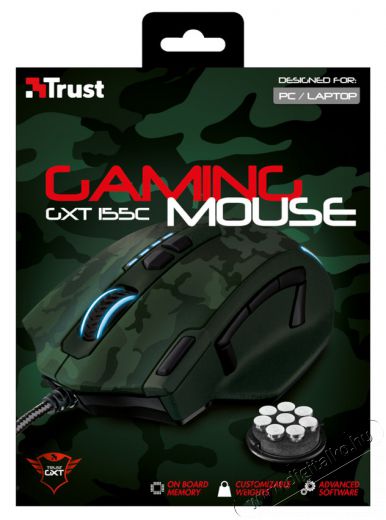 Trust GXT 155C Gamer egér (20853) - zöld Iroda és számítástechnika - Egér - Vezetékes egér - 313291