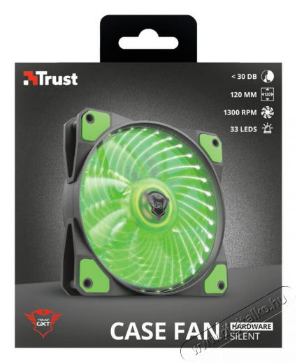 Trust GXT 762G 120x120x25mm 400-1300RPM zöld LED-es ház ventilátor - 22348 Újdonságok - Új termékek - 339665
