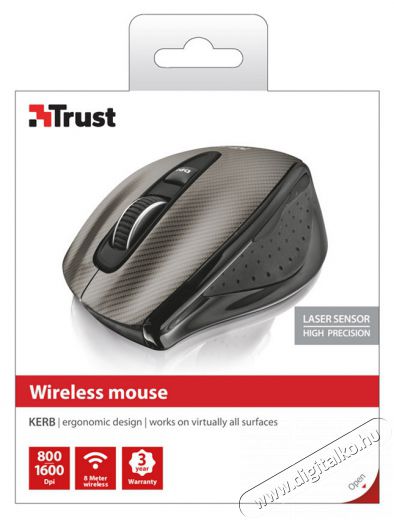 Trust Kerb Wireless Laser Mouse wireless fekete egér - 20784 Újdonságok - Új termékek - 331209