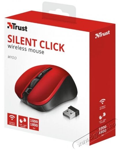 Trust Mydo Silent Click vezeték nélküli egér (21871) - piros Iroda és számítástechnika - Egér - Vezeték nélküli egér - 346121