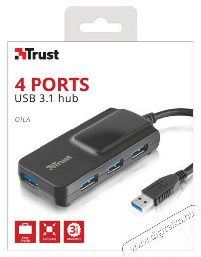 Trust Oila 4 portos USB 3.1 HUB (21318) Iroda és számítástechnika - Notebook kiegészítő - USB hub / elosztó - 313305