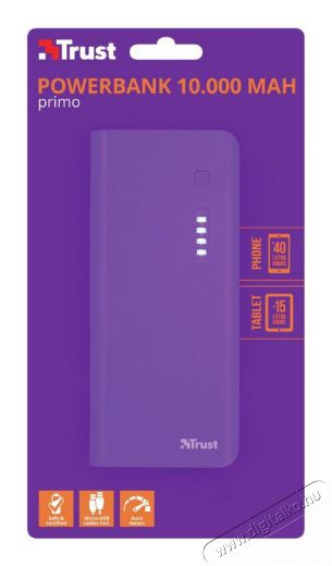 Trust Primo Powerbank 10.000 mAh (22750) - lila Mobil / Kommunikáció / Smart - Powerbank / Külső akkumulátor és töltő - 339143