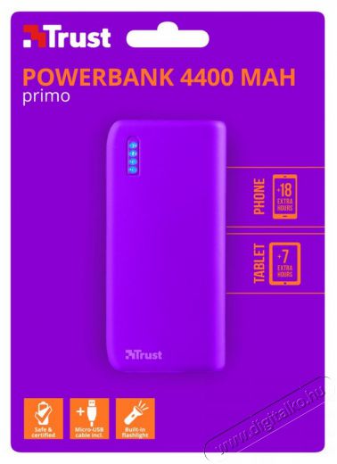 Trust Urban Primo Powerbank 4400mAh (22060) - neon lila Mobil / Kommunikáció / Smart - Powerbank / Külső akkumulátor és töltő - 327997
