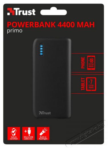 Trust Urban Primo Powerbank 4400mAh (22135) - fekete Mobil / Kommunikáció / Smart - Powerbank / Külső akkumulátor és töltő - 327996