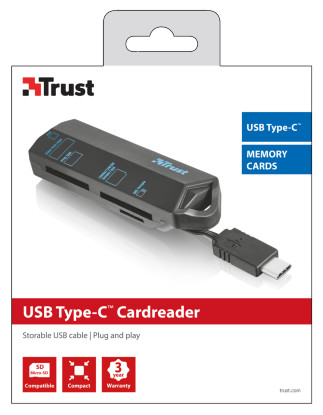 Trust USB Type-C kártyaolvasó (20968) Memória kártya / Pendrive - Kártya olvasó - 313345
