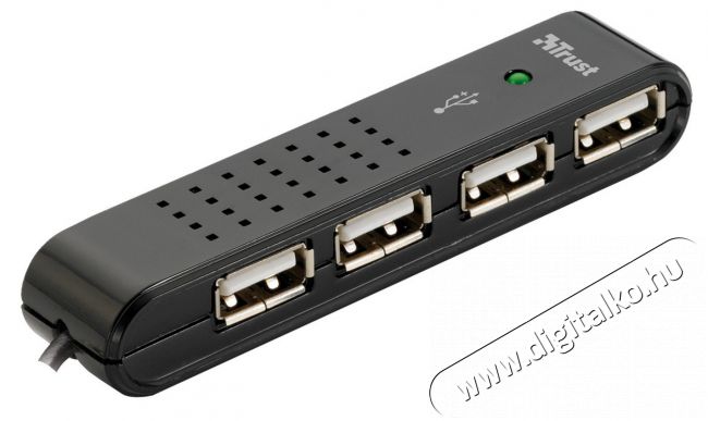 Trust Vecco 4 Port USB 2.0 Mini Hub (14591) - fekete Iroda és számítástechnika - Notebook kiegészítő - USB hub / elosztó - 317026