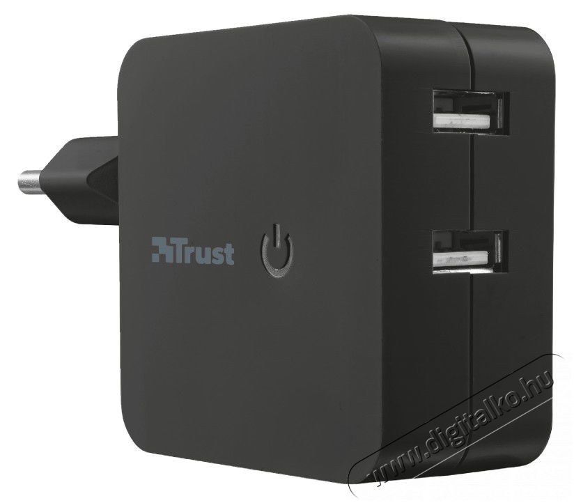Trust kettős USB hálózati töltő (19158) - fekete Mobil / Kommunikáció / Smart - Mobiltelefon kiegészítő / tok - Hálózati-, autós töltő - 317032