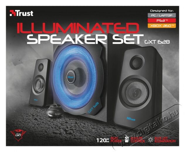 Trust GXT 628 2.1 Illuminated Speaker Set Limited Edition jack 60W fa gamer hangszóró (20562) Iroda és számítástechnika - PC hangszóró / hangfal - 313296