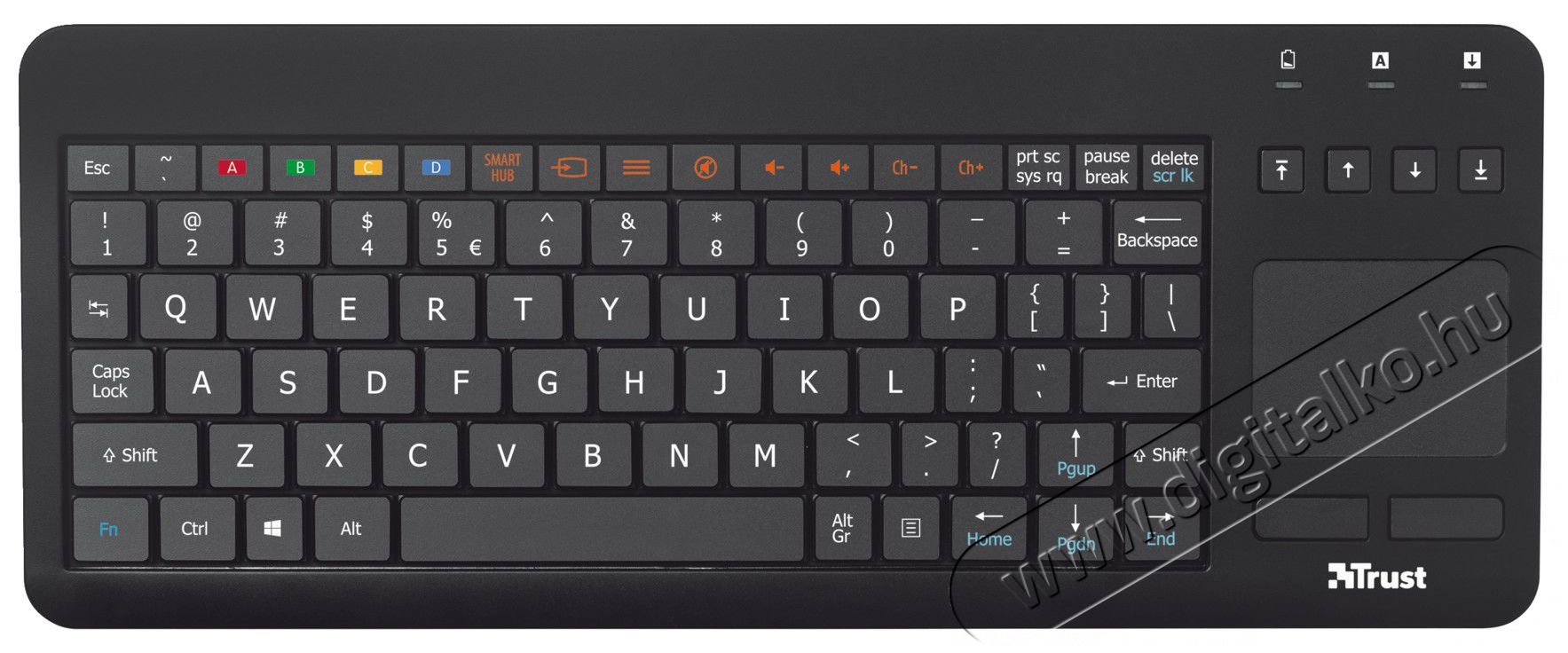 Trust Sento vezeték nélküli billentyűzet HU + touchpad Samsung Smart TV-hez (20290) Tv kiegészítők - Távvezérlő - Wireless billentyűzet - 316990