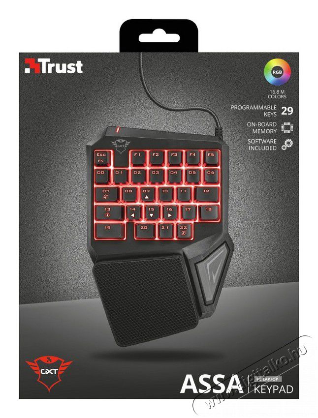 Trust GXT 888 Assa Gamer egykezes billentyűzet Iroda és számítástechnika - Billentyűzet / billentyűzet szett - Vezetékes - 344623