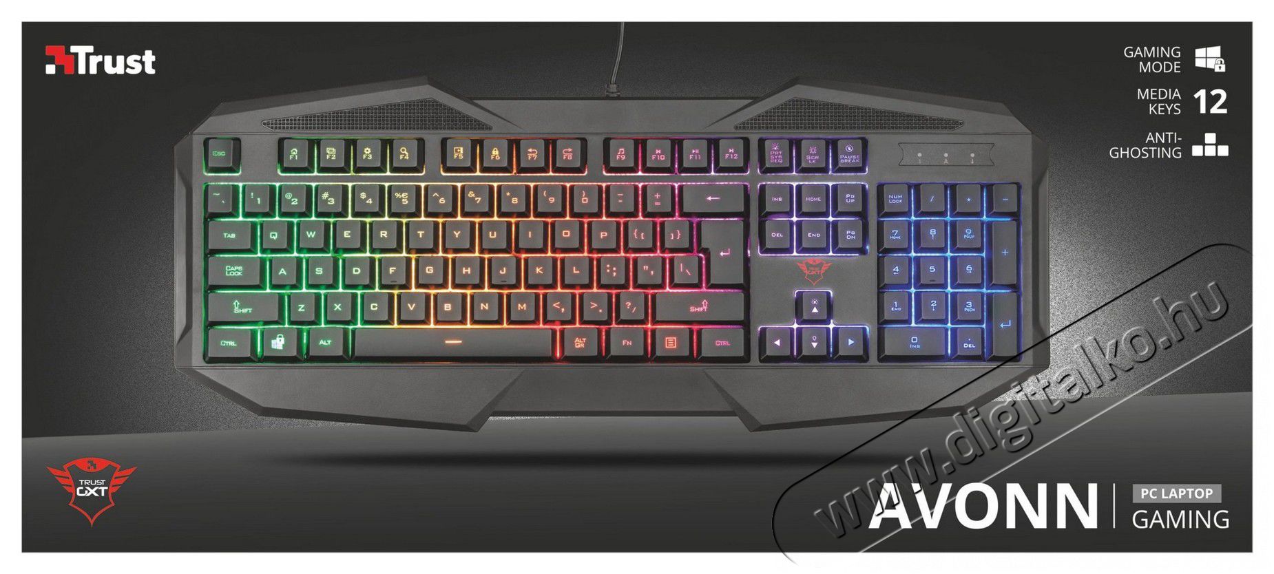 Trust GXT 830-RW Avonn Gamer billenytűzet HU (22509) Iroda és számítástechnika - Billentyűzet / billentyűzet szett - Vezetékes - 334053