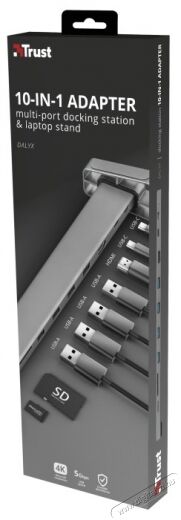Trust Dalyx USB-C 10 az 1-ben multiport dokkoló Iroda és számítástechnika - Notebook kiegészítő - USB hub / elosztó - 368542