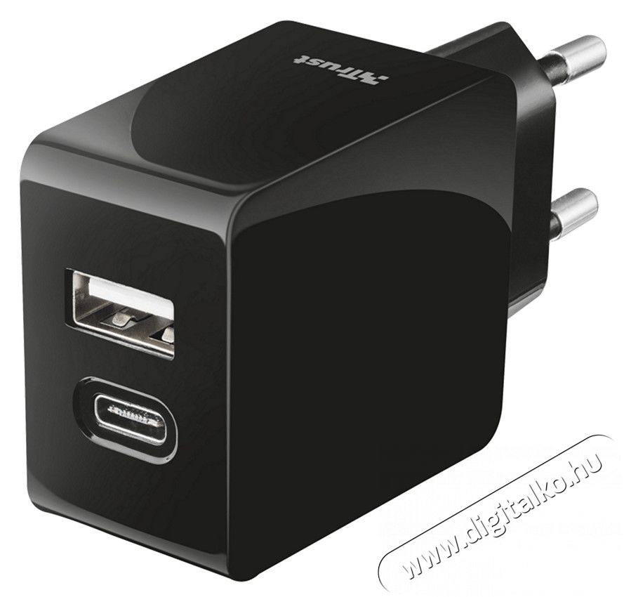 Trust USB-C és USB töltő (21589) Mobil / Kommunikáció / Smart - Mobiltelefon kiegészítő / tok - Hálózati-, autós töltő - 330970