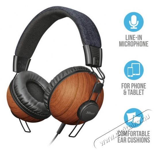 Trust Noma mikrofonos fejhallgató (22637) - fa Audio-Video / Hifi / Multimédia - Fül és Fejhallgatók - Fejhallgató mikrofonnal / headset - 345912