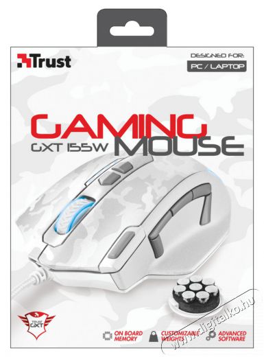 Trust GXT 155W Gamer egér (20852) - fehér Iroda és számítástechnika - Egér - Vezetékes egér - 313289