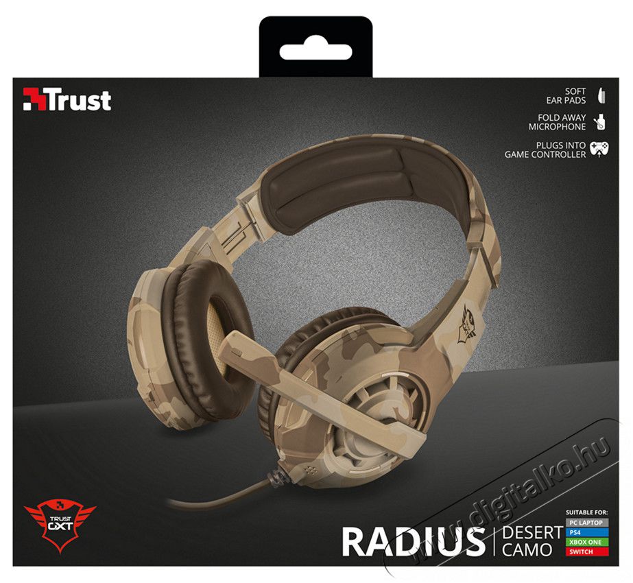 Trust GXT 310D Radius Gamer headset (22208) - desert camo Audio-Video / Hifi / Multimédia - Fül és Fejhallgatók - Fejhallgató mikrofonnal / headset - 331207