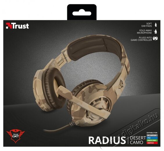 Trust GXT 310D Radius Gamer headset (22208) - desert camo Audio-Video / Hifi / Multimédia - Fül és Fejhallgatók - Fejhallgató mikrofonnal / headset - 331207