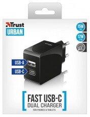 Trust USB-C és USB töltő (21589) Mobil / Kommunikáció / Smart - Mobiltelefon kiegészítő / tok - Hálózati-, autós töltő - 330970