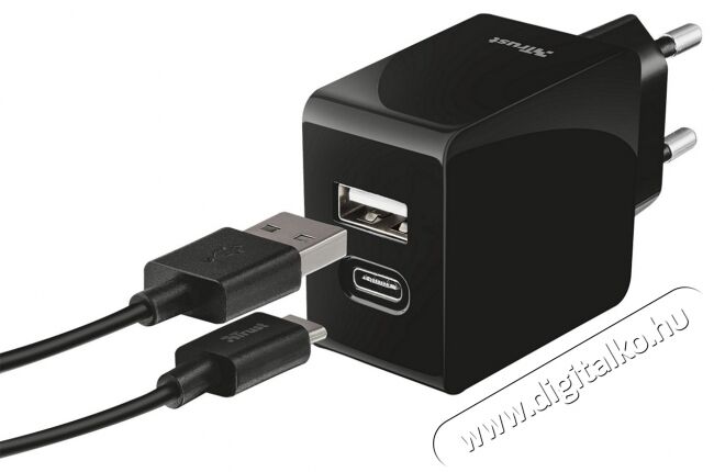 Trust USB-C és USB töltő (21589) Mobil / Kommunikáció / Smart - Mobiltelefon kiegészítő / tok - Hálózati-, autós töltő - 330970