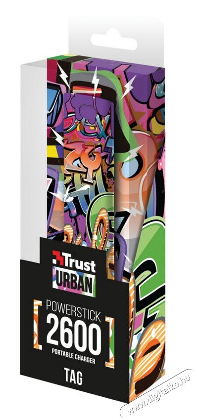 Trust Urban Tag PowerStick 2600mAh (20867) - graffiti text Mobil / Kommunikáció / Smart - Powerbank / Külső akkumulátor és töltő - 318163
