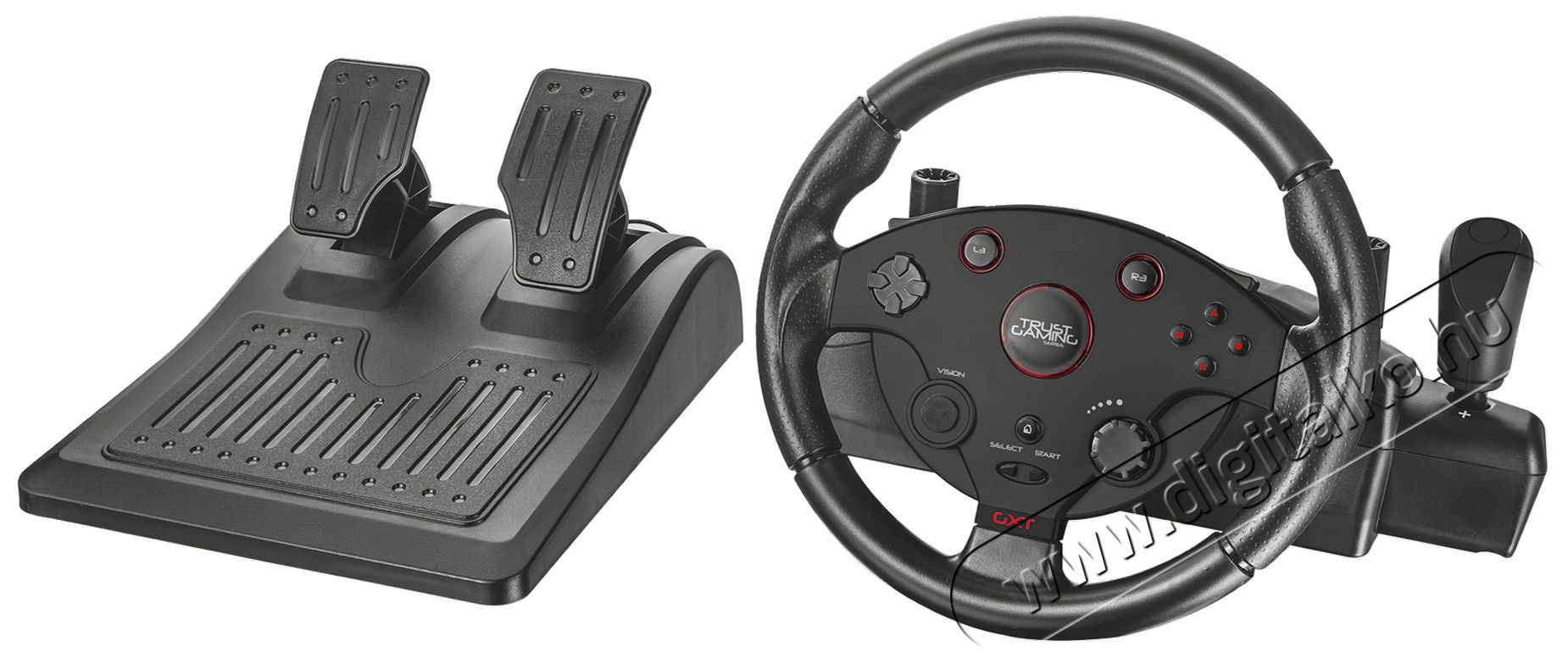 Trust GXT288 Force Vibration Steering Wheel PC/PS3 gamer kormány + pedál (20293) Iroda és számítástechnika - Számítógép tartozék - PC kontroller - 313300