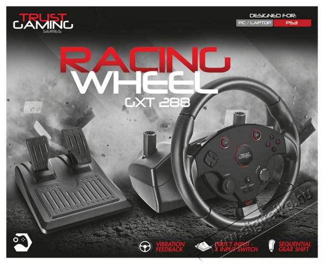 Trust GXT288 Force Vibration Steering Wheel PC/PS3 gamer kormány + pedál (20293) Iroda és számítástechnika - Számítógép tartozék - PC kontroller - 313300