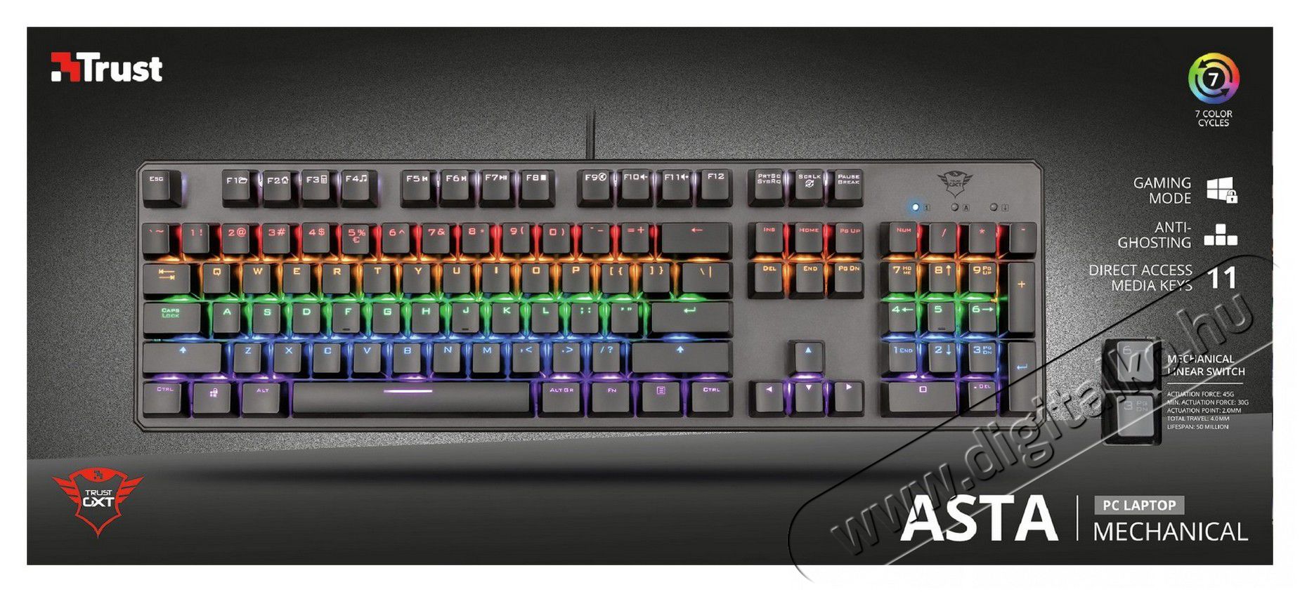 Trust GXT 865 Asta Gamer billentyűzet HU - 23089 Iroda és számítástechnika - Billentyűzet / billentyűzet szett - Vezetékes - 344622