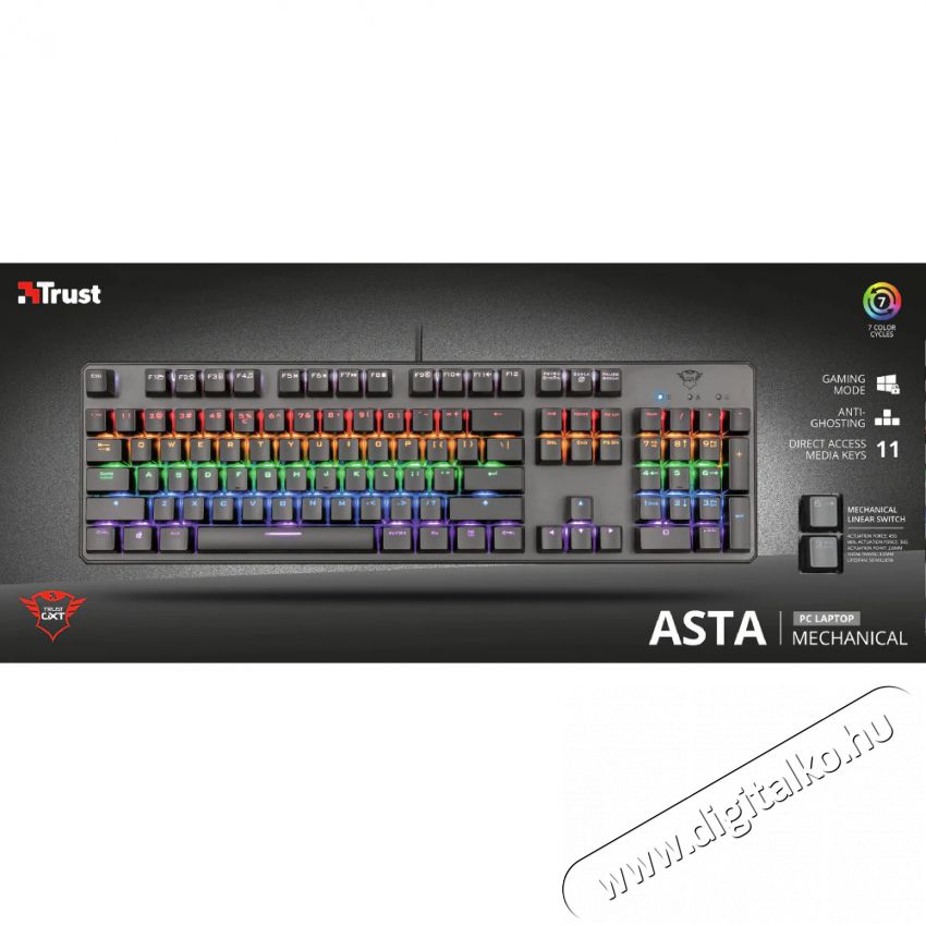 Trust GXT 865 Asta HUN USB mechanikus gamer billentyűzet - fekete Iroda és számítástechnika - Billentyűzet / billentyűzet szett - Vezetékes - 368552