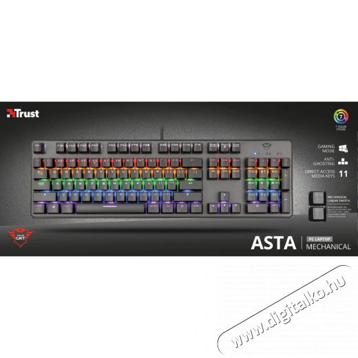 Trust GXT 865 Asta HUN USB mechanikus gamer billentyűzet - fekete Iroda és számítástechnika - Billentyűzet / billentyűzet szett - Vezetékes - 368552