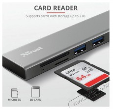 Trust Halyx Fast USB-C Hub & Card Reader (24191)-kártyaolvasó Memória kártya / Pendrive - Kártya olvasó - 401280