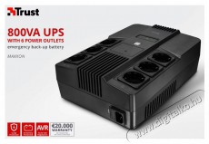 Trust MAXXON POWERSTRIP UPS 800VA (23326)-túlfeszültség védő Háztartás / Otthon / Kültér - Biztonságtechnika - Kiegészítő - 401286