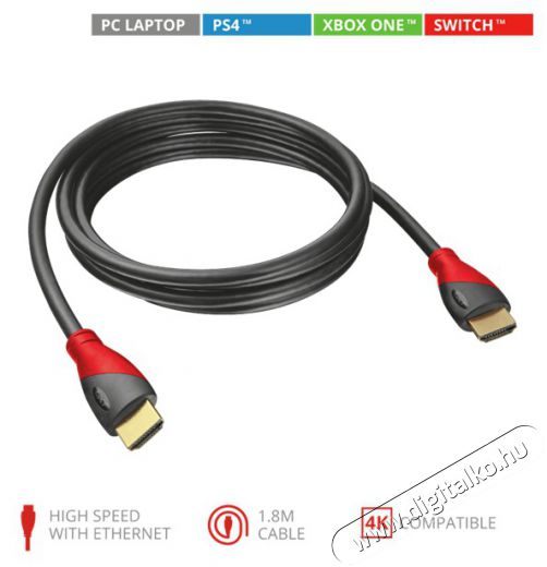 Trust HDMI-kábel konzolokhoz 21082, GXT 730 HDMI Cable for PS4 & Xbox One Tv kiegészítők - Kábel / csatlakozó - Hdmi kábel - 485417