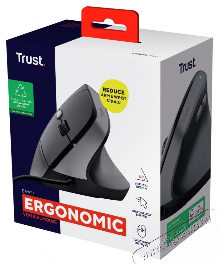 Trust Bayo II Ergonomic vezet&eacute;kes fekete eg&eacute;r Iroda &eacute;s sz&aacute;m&iacute;t&aacute;stechnika - Eg&eacute;r - Vezet&eacute;k n&eacute;lk&uuml;li eg&eacute;r - 513371