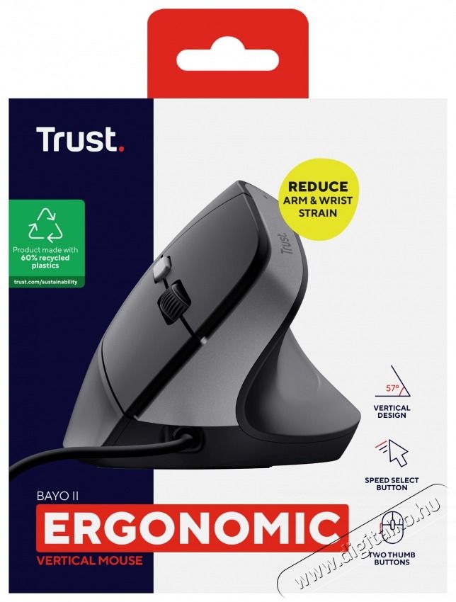 Trust Bayo II Ergonomic vezet&eacute;kes fekete eg&eacute;r Iroda &eacute;s sz&aacute;m&iacute;t&aacute;stechnika - Eg&eacute;r - Vezet&eacute;k n&eacute;lk&uuml;li eg&eacute;r - 513371