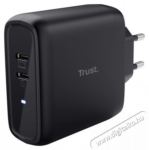 Trust 25380 Maxo 65W 2P USB-C fekete töltő adapter Mobil / Kommunikáció / Smart - Mobiltelefon kiegészítő / tok - Hálózati-, autós töltő - 514858