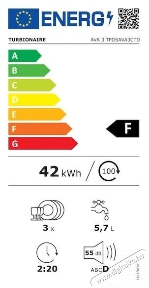 Turbionaire AVA 3 TPDSAVA3CTD Kompakt mosogat&oacute;g&eacute;p Konyhai term&eacute;kek - Mosogat&oacute;g&eacute;p - Keskeny (45cm-ig) szabadon&aacute;ll&oacute; mosogat&oacute;g&eacute;p - 533906