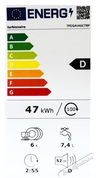 Turbionaire AVA 6 PLUS TPDSAVA6CTBP kompakt mosogat&oacute;g&eacute;p, 6 ter&iacute;t&eacute;k, 5 program Konyhai term&eacute;kek - Mosogat&oacute;g&eacute;p - Norm&aacute;l (60cm) szabadon&aacute;ll&oacute; mosogat&oacute;g&eacute;p - 533907