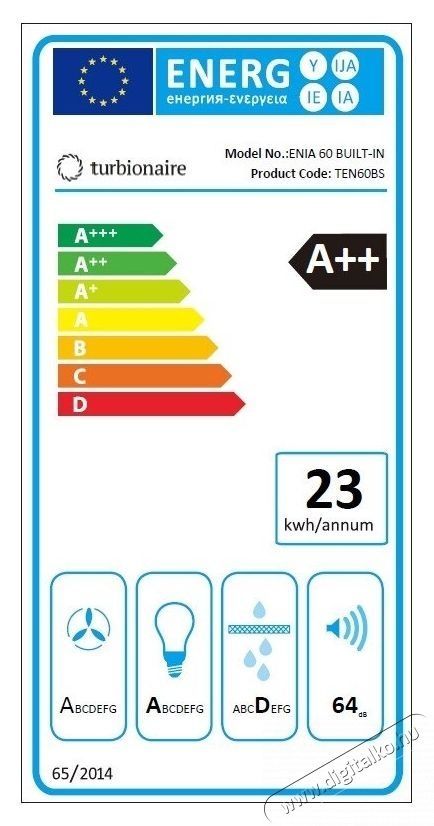 Turbionaire TEN60BS, Be&eacute;p&iacute;thető p&aacute;raelsz&iacute;v&oacute; Konyhai term&eacute;kek - P&aacute;raelsz&iacute;v&oacute; - Be&eacute;p&iacute;thető / kih&uacute;zhat&oacute; - 533916